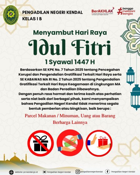 PENGENDALIAN GRATIFIKASI TERKAIT HARI RAYA KEAGAMAAN DI LINGKUNGAN MAHKAMAH AGUNG